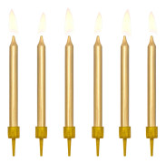 6 födelsesdagsljus guldfärgade (6 cm)