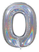 Ballongsiffra - Noll Glitter Silver 100 cm