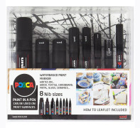 Marker Uni Posca Black Set - med 8 ass. størrelser