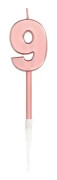 Tårtljus Roséguld Metallic 14 cm "0-9" Siffra 9