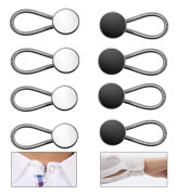 8 stycken krageförlängare elastiska metallknappar förlängare hals för skjorta klänning kappa, vit & svart