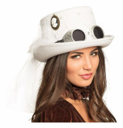 Steampunk Hatt Vit med Slöja