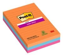 Post-it blok Super Sticky Large lin. ass. 101x152mm 3blk/pak Boost Colour