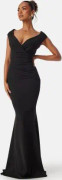 Goddiva Bardot Pleat Maxi Dress Black XXL (UK18)
