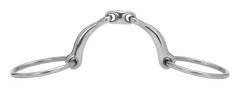 Horse Guard Tredelat Tränsbett med Böjd Mundel Silver (L125 T14 mm)