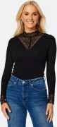 ONLY Tilde L/S High Neck Lace Top JRS Black Detail:BLACK LACE S