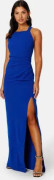 Bubbleroom Occasion Square neck slit maxi dress Blue 4XL