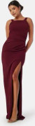 Bubbleroom Occasion Square neck slit maxi dress Wine red 4XL