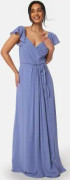Bubbleroom Occasion Butterfly Sleeve Draped Chiffon Gown Dusty blue 46