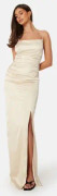 Bubbleroom Occasion Ruched Satin Strap Gown Cream 46