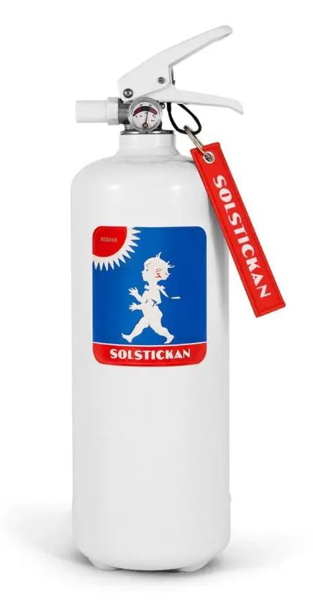 Brandsläckare 2kg vit org. emblem solstickan