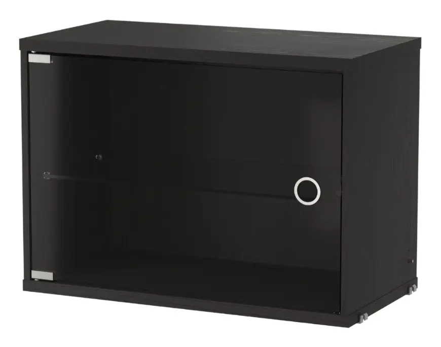 Skåp med glasdörr 58x30 Svartbetsad Ask
