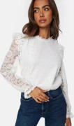 Pieces Olline LS Lace Top Cloud Dancer XS
