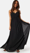 Bubbleroom Occasion Pleated V-neck chiffon gown Black 44