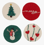 Christmas 4-pack glasunderlägg multi