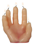 Stearinljus i form av blodstänkt hand (14 x 5 cm)
