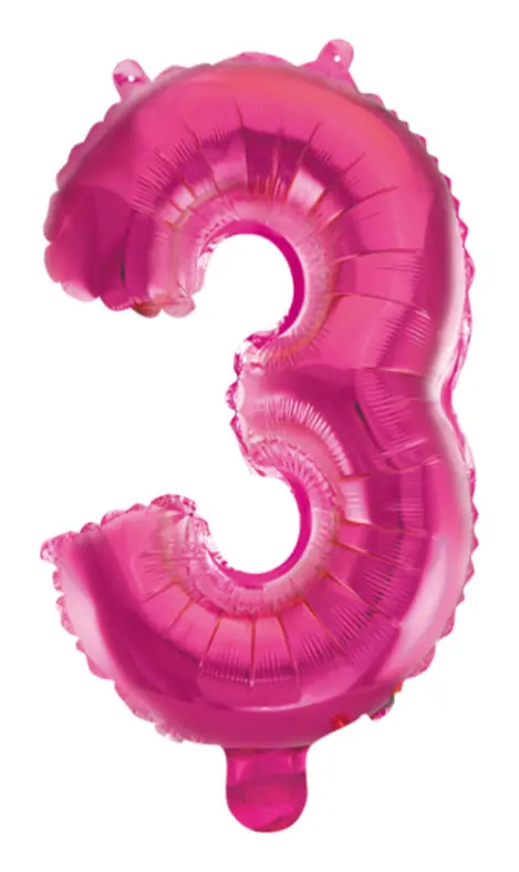 Folieballong siffra 0-9 rosa 41 cm Siffra 3