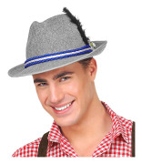 Grå Oktoberfesthatt med Svart Fjäder