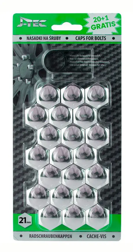 hjulmutterkapslar 21 mm syntetisk krom 20+1 st