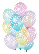 Ballonger prickiga pastell transparent 33 cm 12-pack