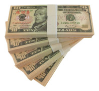 Låtsaspengar - 10 Amerikanska dollar (100 sedlar)