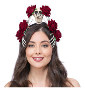 Diadem med Lila Rosor och Skeletthänder