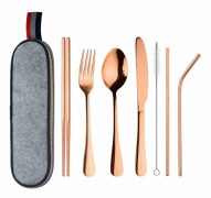 Resebestick, 8 Delar - Roséguld