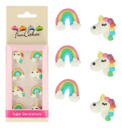 Sockerdekorationer Unicorn & amp; Rainbow - FunCakes
