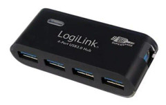 LOGILINK USB-HUB 4-Port 3.0 m. Netzteil schwarz
