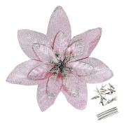 12-pack 5,9'' Rosa Julglitter-Julstjärnor Dekorativa Konstgjorda Julstjärnor För
