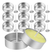 150 st Aluminium Teeljuskoppar, Metalliska Teeljusburkar med 150 st Veke Tomma Ljus för Ca