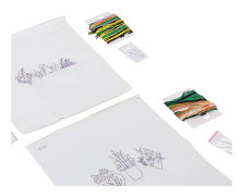 3-pack Broderi Startpaket DIY Materialpaket Växt Blomma Korsstygn Nål Tråd Tyg