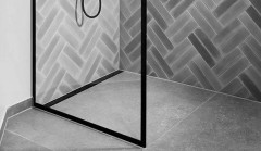 Unidrain GlassLine shower screen, Transparent with black frame, 1000 mm