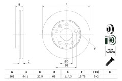 Bromsskiva Ventilerad, Framaxel Bosch 0 986 479 F65 - dacia, nissan, renault - OE 40 20 617 15R, 4020600Q0M