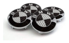 BMW Black Svart & White Vit Carbon Center Centrum Hub Alloy Wheel Caps 68mm Set Of 4 PCS