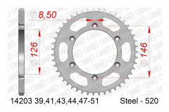 AFAM krona 50 tänder stålpitch 520 typ 14203 Suzuki
