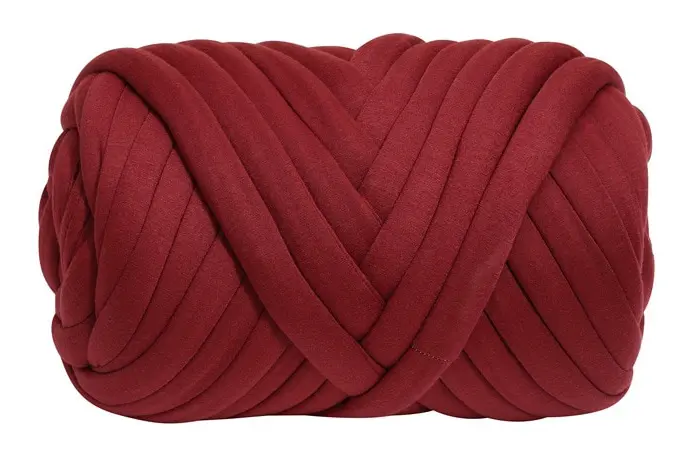 Hand- och armstickad roving – Jujuberröd
