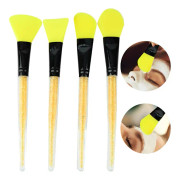4-pack Silikon Maskborste med Rhinestonehandtag Kosmetisk Borste Ansiktsmakeup-set (Gul)