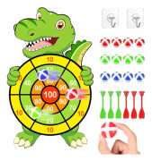 Dinosaur Darttavla för Barn, 73 cm med 12 Klibbiga Bollar och Limmande Krokar