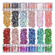 Holografisk Chunky Glitter 12 Färger (utan Lim)
