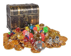 100 st Pirate Skattkista Leksakssats Antik Stor Skattkista Piratlåda Skattjuveler Piratguldmynt