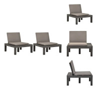 Utestolar - Living Loungefåtöljer för trädgården med dynor 2 st plast antracit