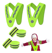 Barnens Reflekterande V-Väst, 2 St Triangelformade Barnvästar, 4 St Reflekterande Armband, Barnens Fluorescerande Väst för Barn S