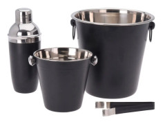 Svart Barset i Rostfritt Stål med Iskinkar och Shaker