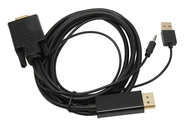VGA till DP Anslutningskabel HD Videokonverteringskabel med Strömförsörjning och Ljud för Dator Stationär Laptop PC Skärm