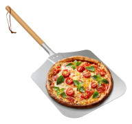 Metallisk Pizzapaddel med Trähandtag för Grill och Ugn, 12 x 14 tum Pizzabakspaddel för Bakning av Bröd och Pajer, 28 tum Lång