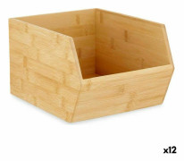 Stapelbar förvaringslåda Brun Bambu 20,1 x 15,1 x 25 cm (12 antal)