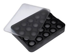 Lurch Ice Transformer Premium silikonglass med lock för 20 isbollar i storleken 3 cm, svart, 3,5 x 15,5 x 20,5