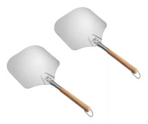 Metallisk Pizzapaddel med Trähandtag för Grill och Ugn, 66x30.5cm Pizzabaknings Spatel för Bröd och Pajer
