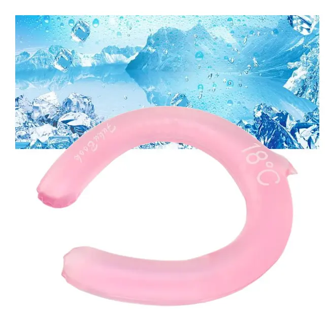 Halskylningsrör Återanvändbart Handsfree Lätt Bärbar Halskylare Wrap för Sommar Utomhussporter Rosa